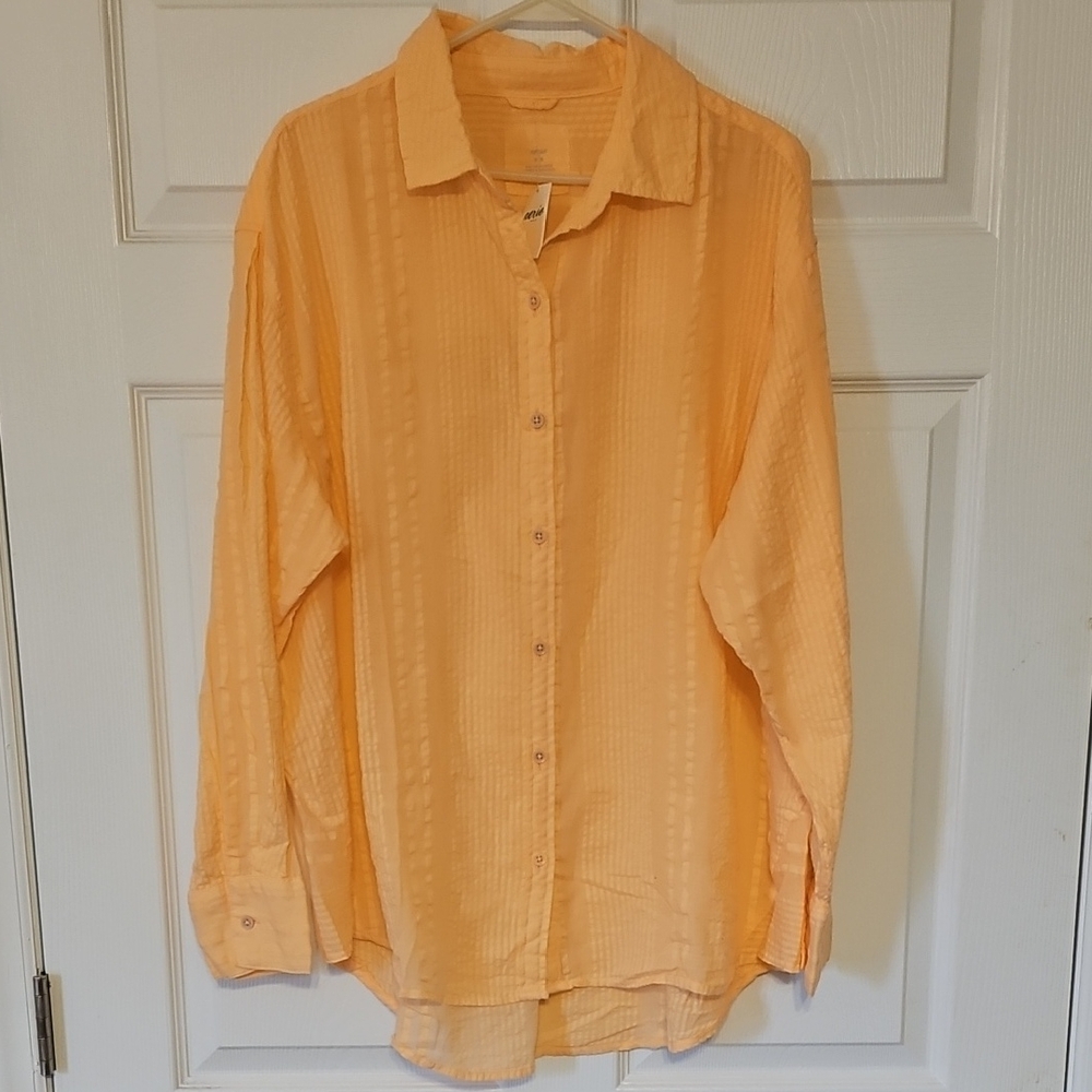 Aerie Orange-pink Oversized Painters Shirt NWT